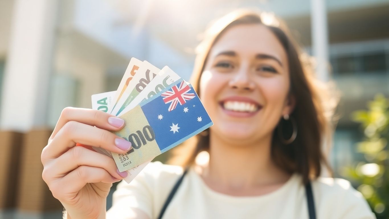 Australian dollars and a person with a positive outlook.