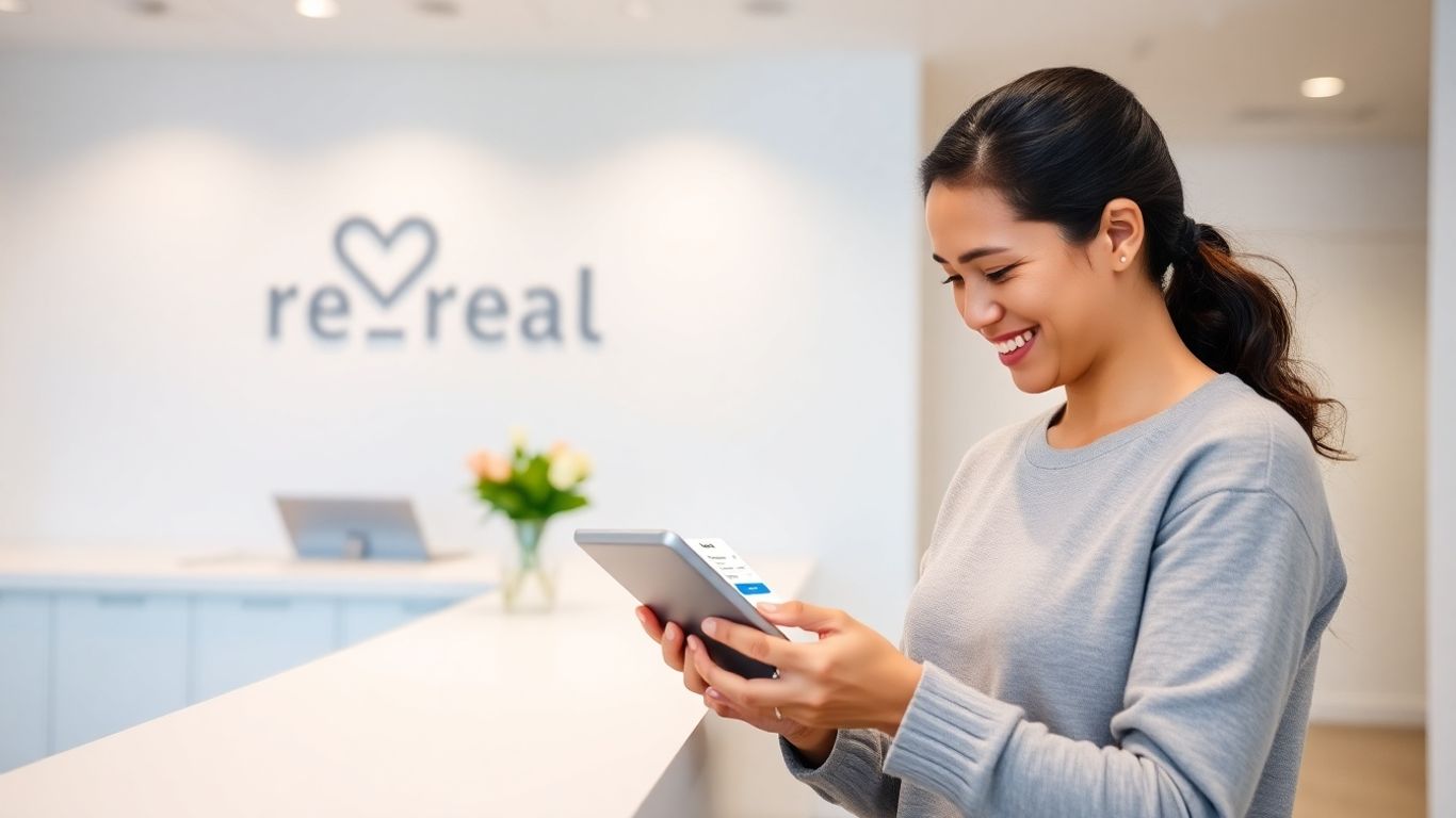 Patient booking appointment on clinic tablet