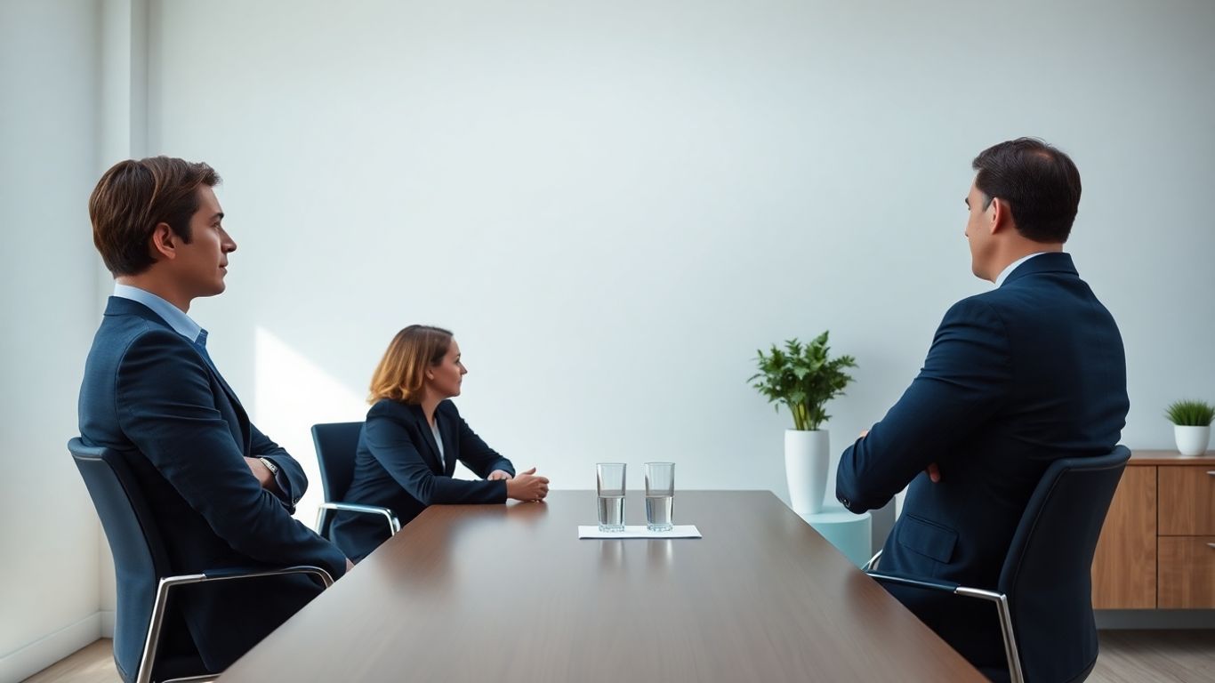 Bewerber und Berater im modernen Büro bei Gespräch