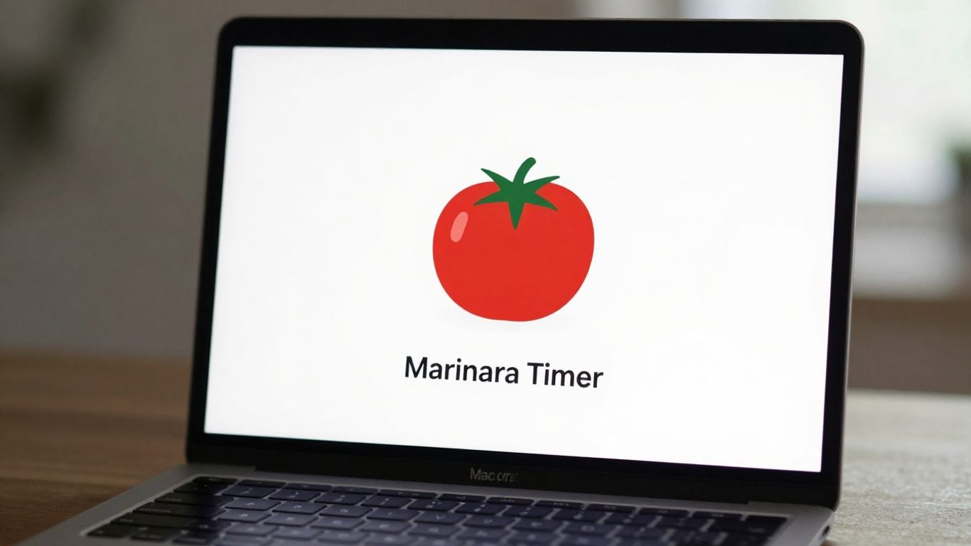Marinara Timer app on a Mac laptop screen.