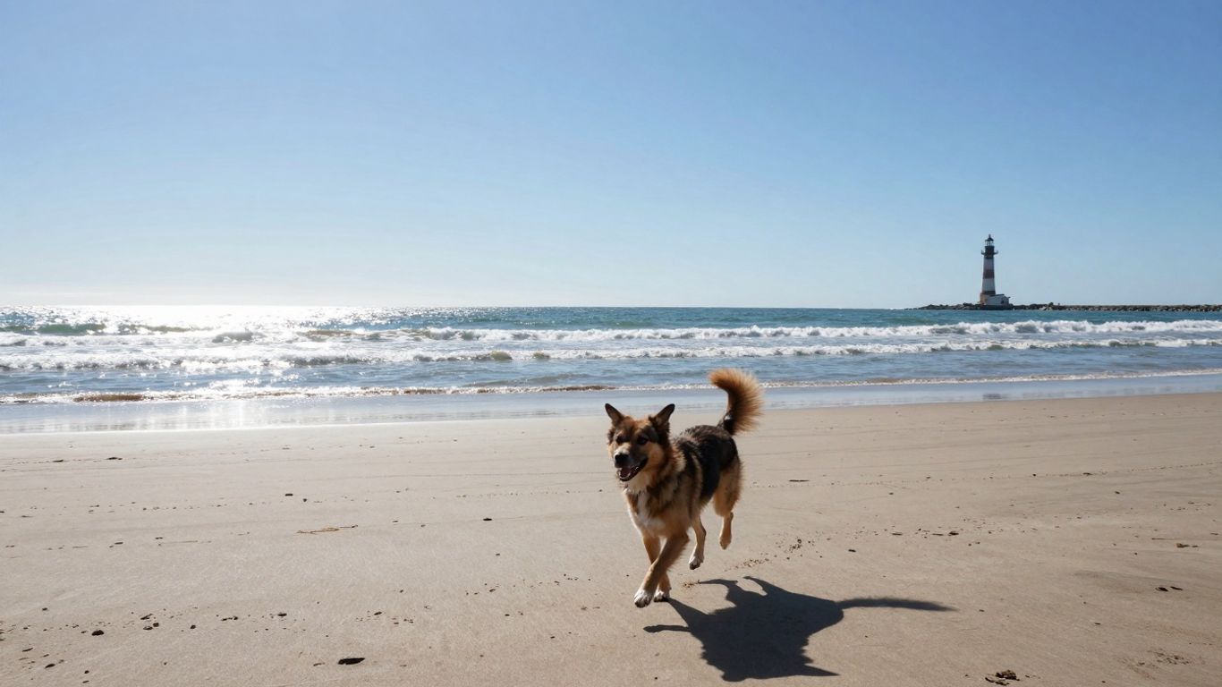 Hond op strand bij Hoek van Holland