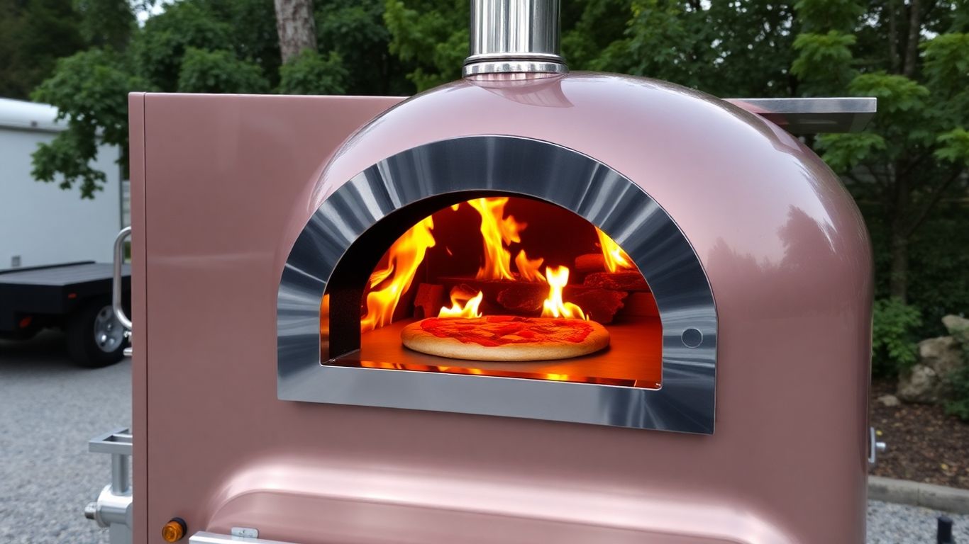 Wood fired pizza oven on a trailer