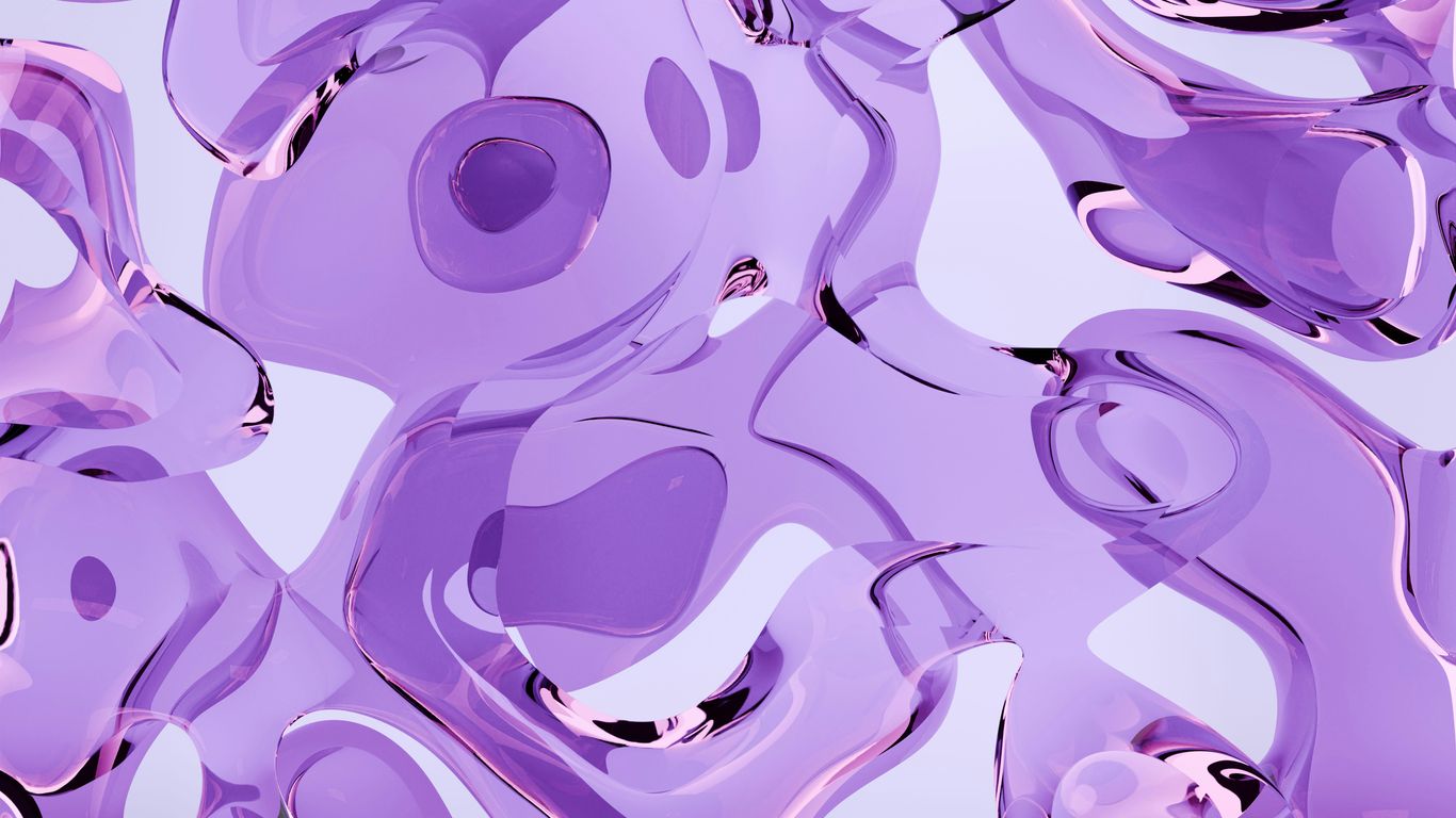 A bunch of purple bubbles floating in the air