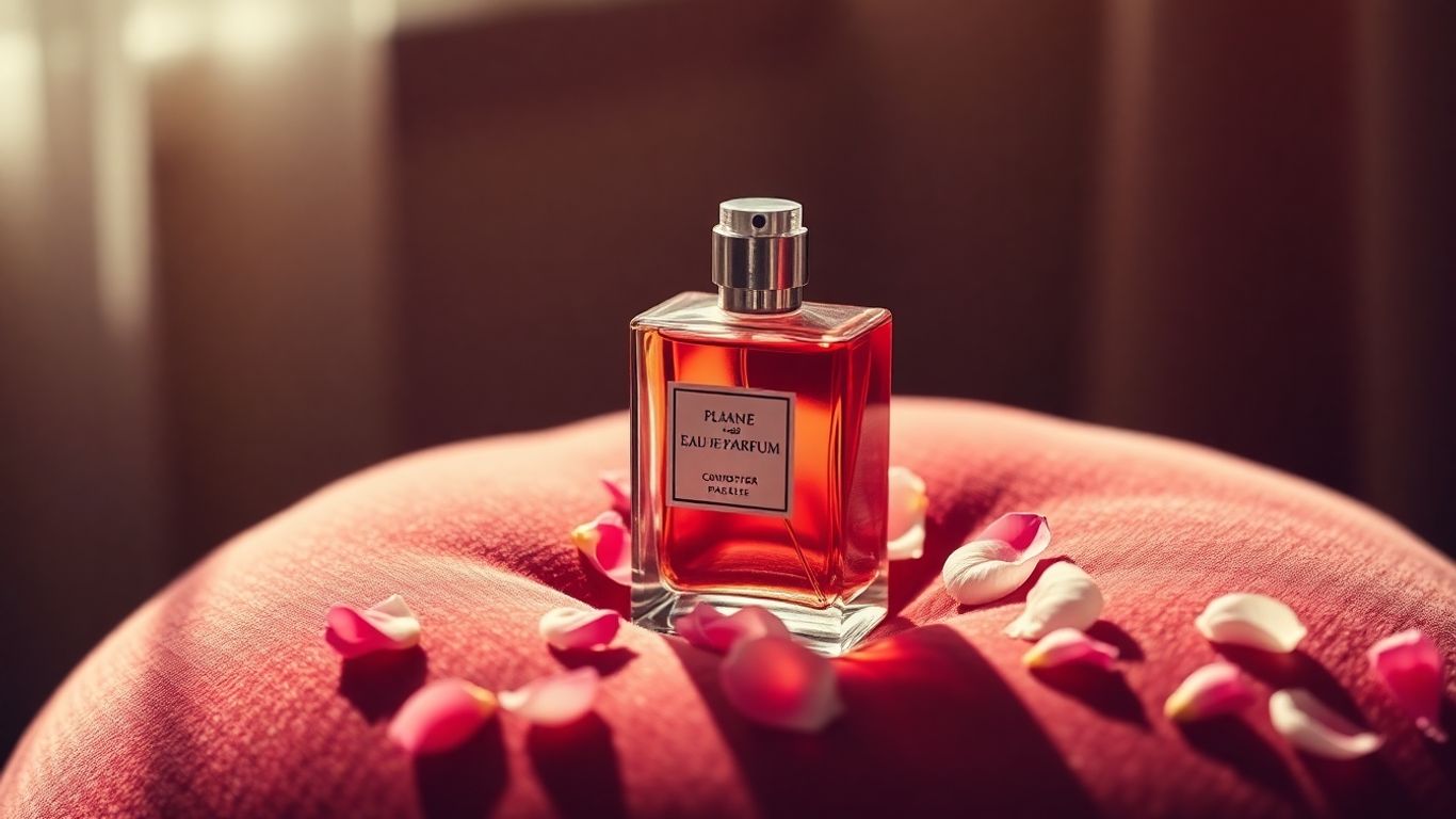 Elegant perfume bottle with floral accents