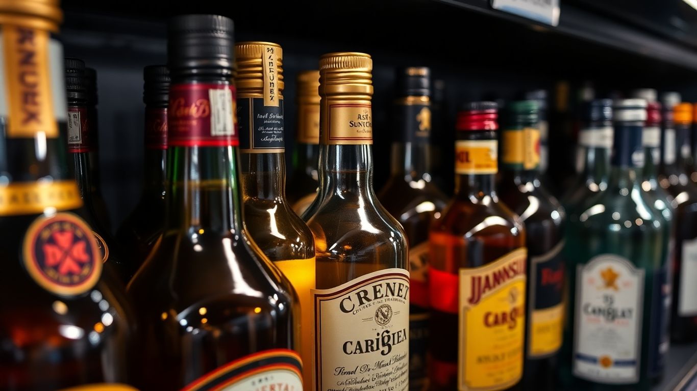 Prateleira de garrafas com selos e tampas diferentes.