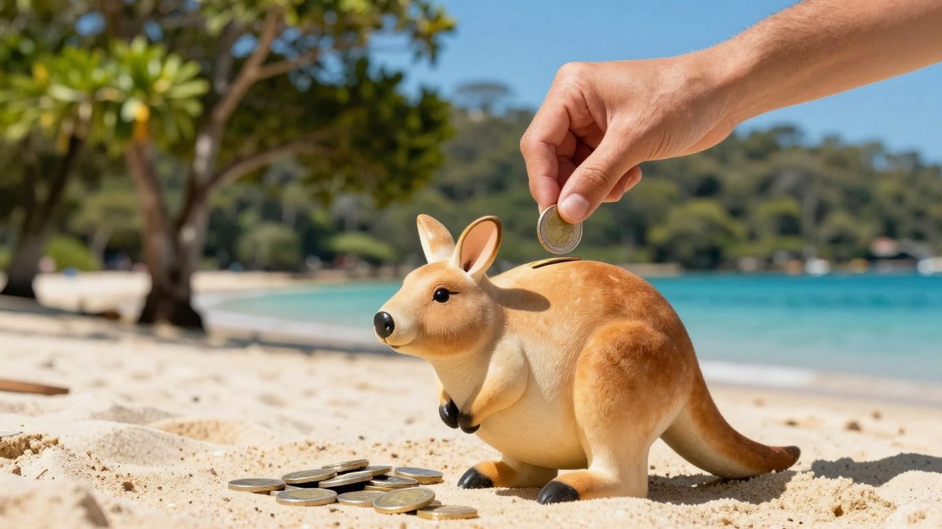 Kangaroo piggy bank on Australian beach