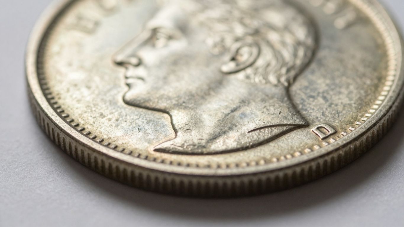 Coin with a striking error, close-up photographic detail.