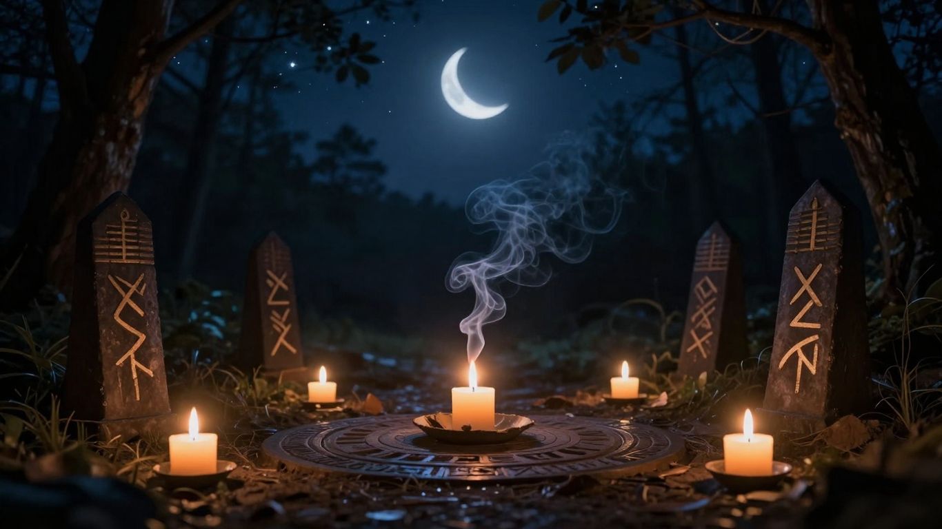 Mystische Rauhnächte mit Kerzen und Sternenhimmel