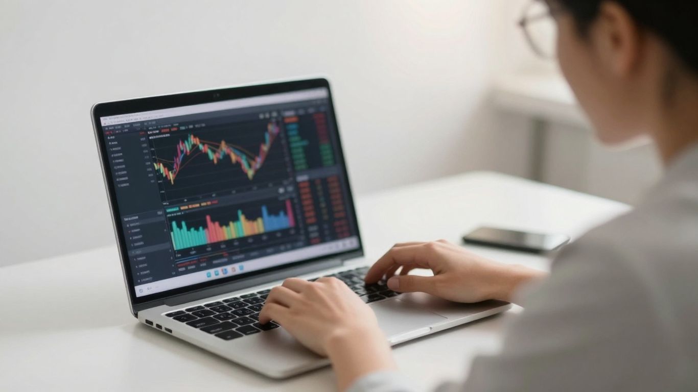 Trader organisé travaillant à son bureau.