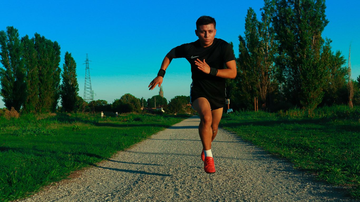 a man running on a path