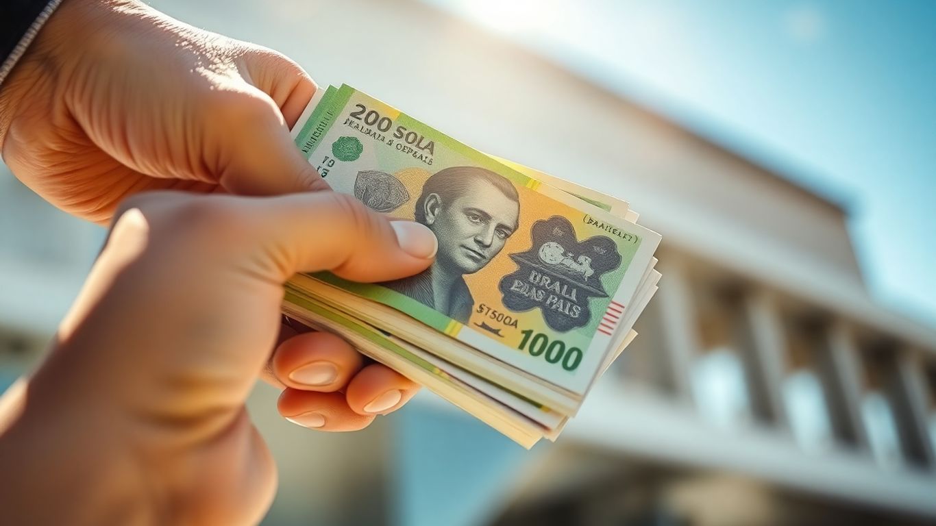 Dinheiro brasileiro em mãos, simbolizando investimento seguro.