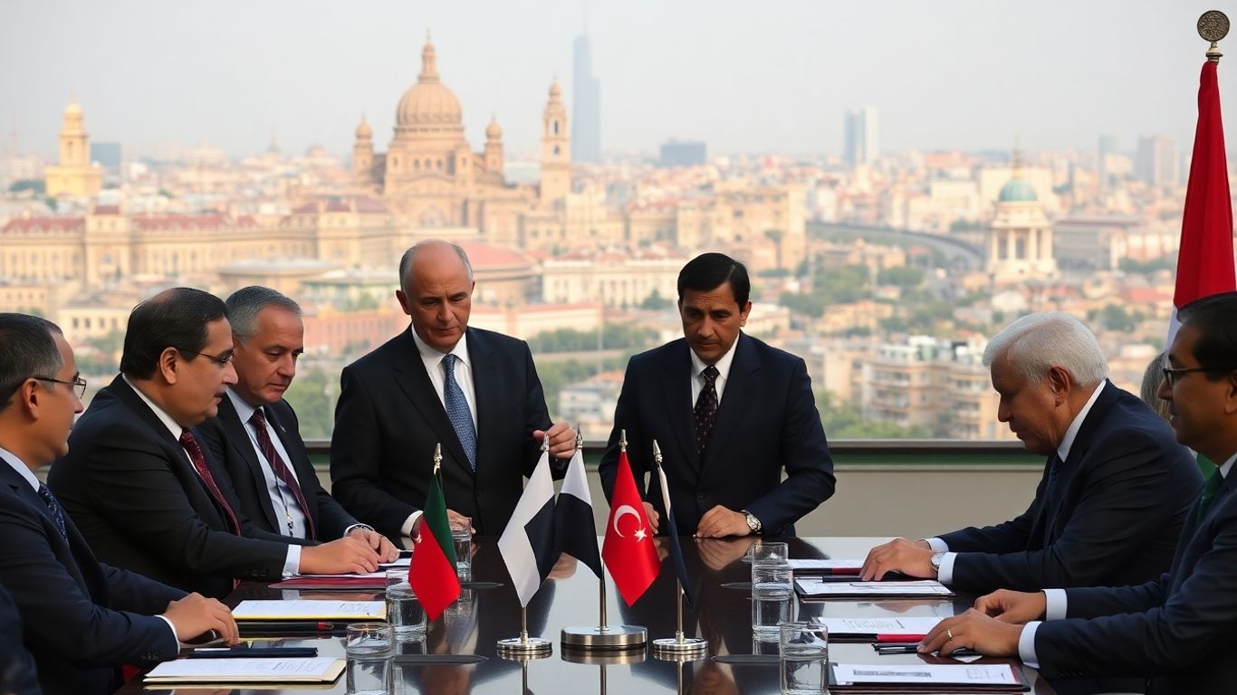 Des diplomates discutent autour d'une table au Caire.