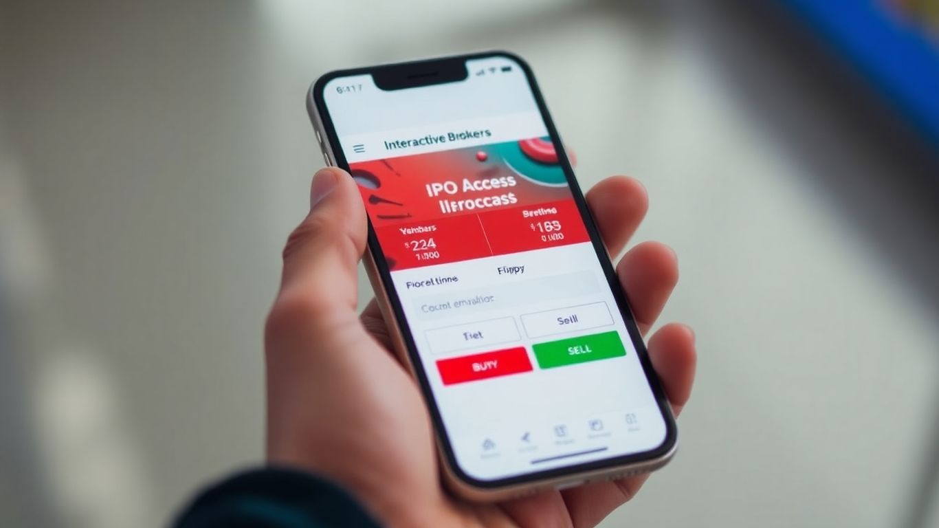 Interactive Brokers IPO Access platform on a smartphone screen.