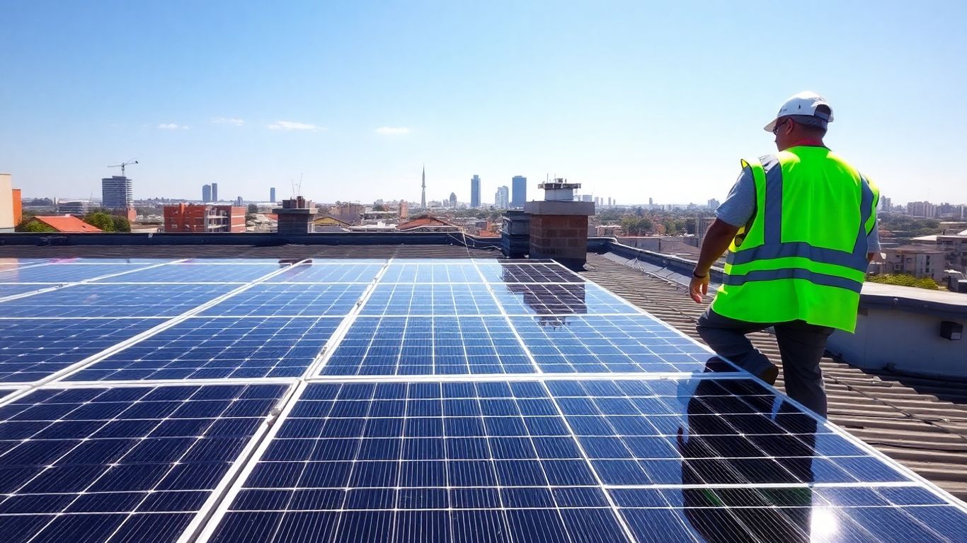 Johannesburg rooftop with solar panel installation