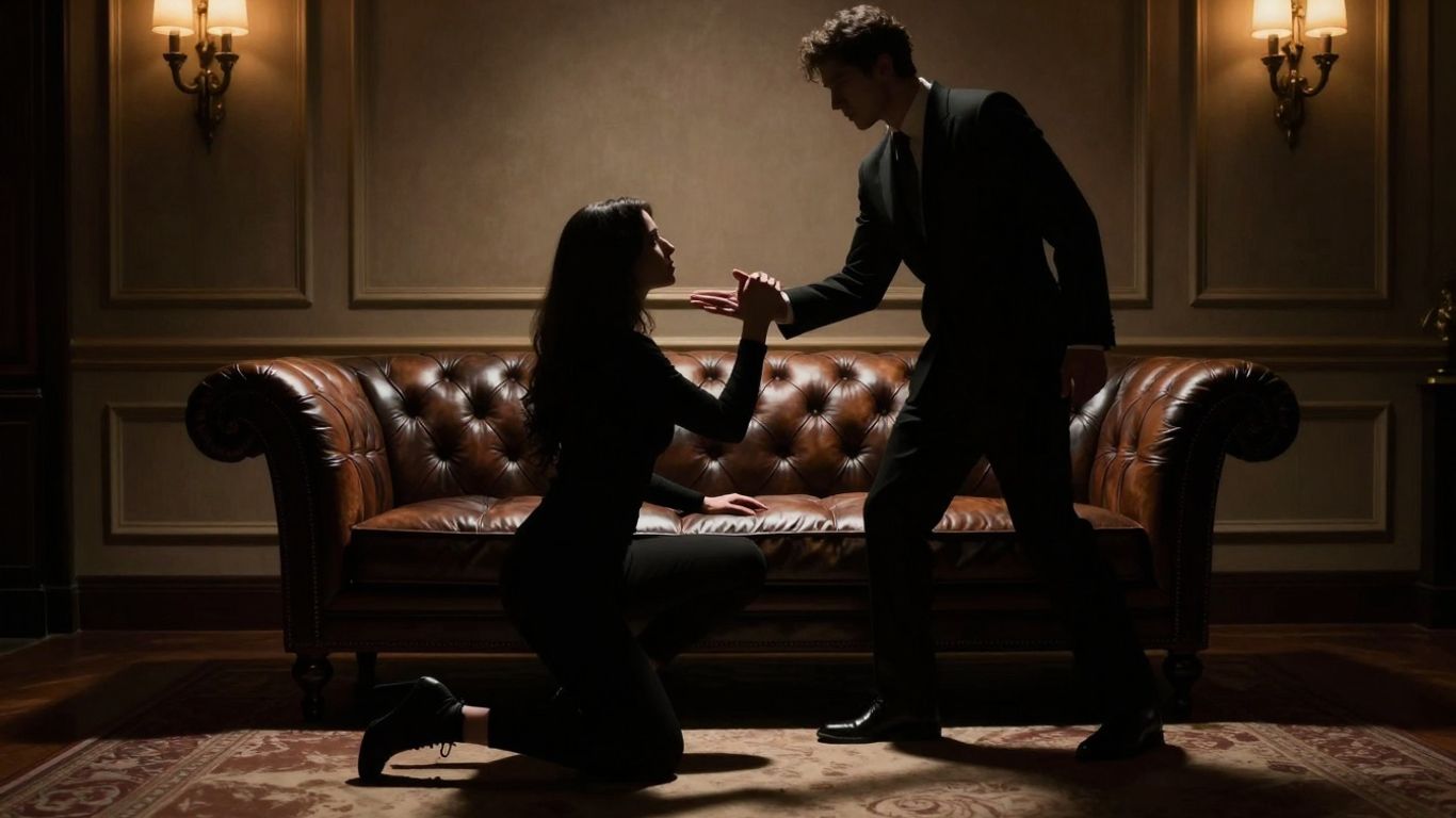 Couple in a power dynamic scene.