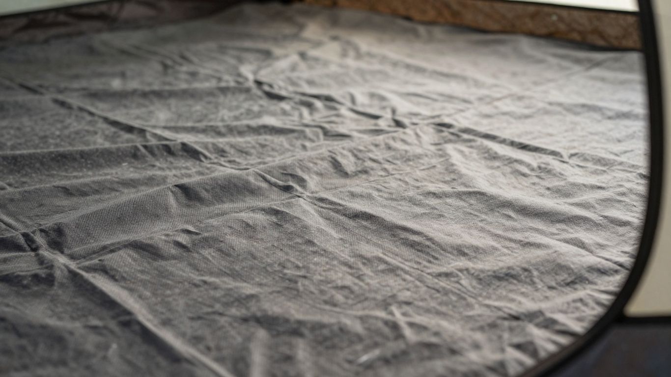 Nahaufnahme eines Zeltbodens, Material und Textur im Fokus.