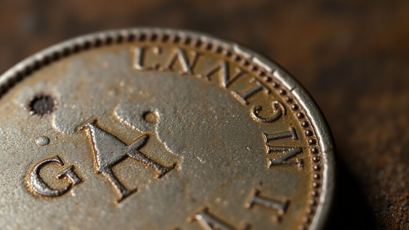 Close-up of a rare, antique coin with intricate details.