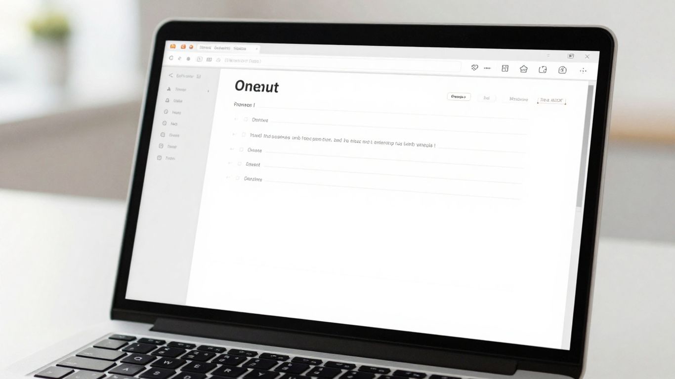 Microsoft OneNote app on a laptop screen.