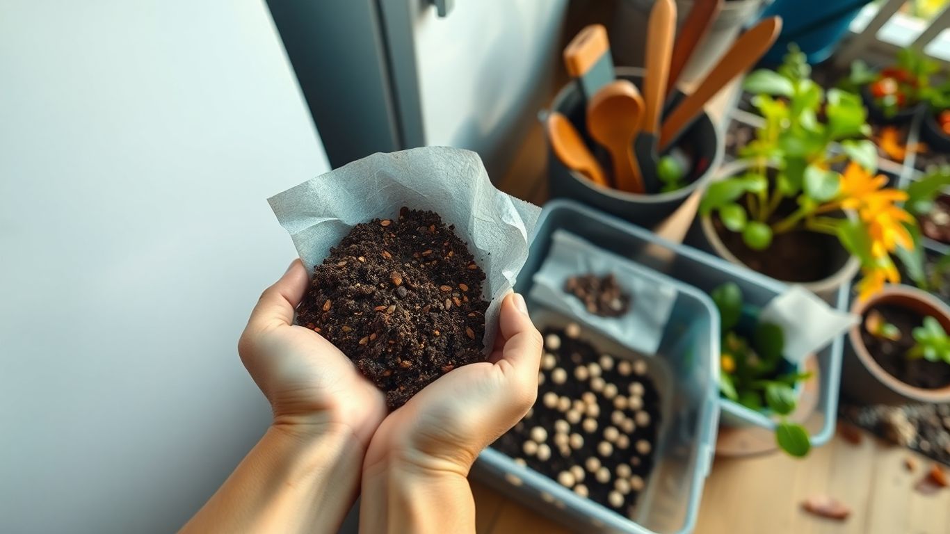 Samen auf Erde und im Kühlschrank für Herbstanbau