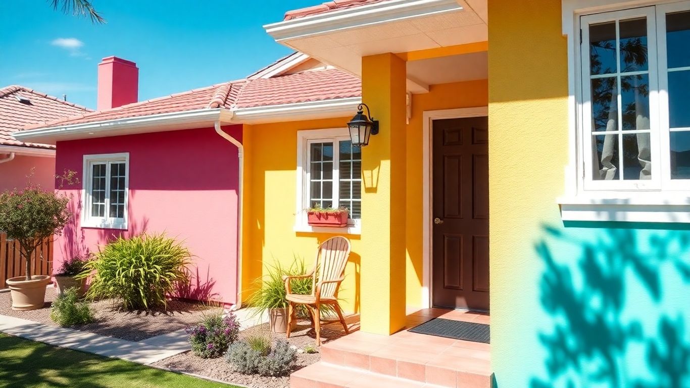 House exterior with fresh paint on a sunny day.