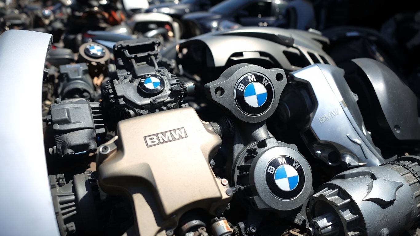 BMW car parts at a wrecking yard
