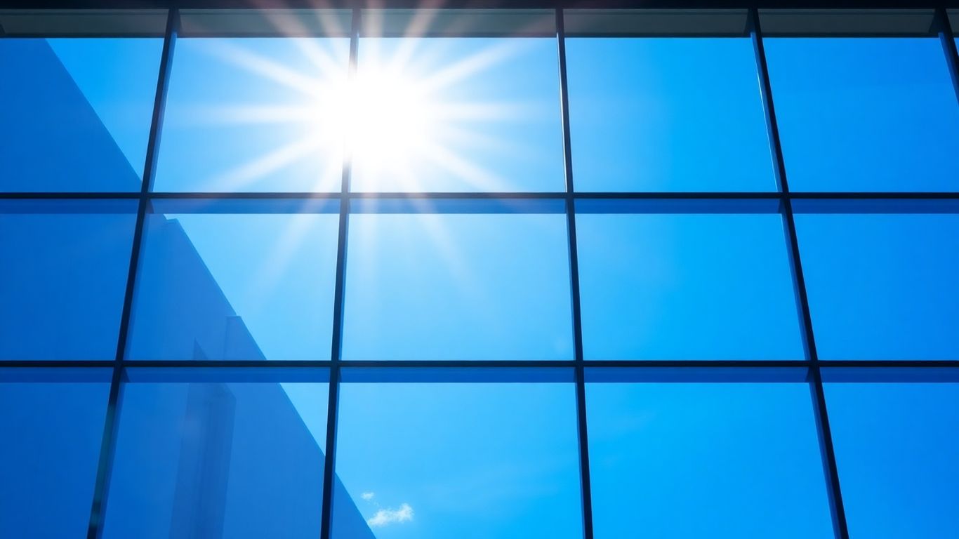 Ferestre fotovoltaice moderne pe fațada unei clădiri.
