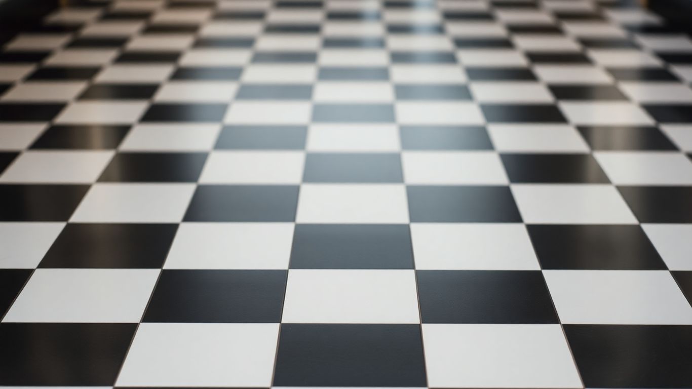 Black and white checkered tile floor
