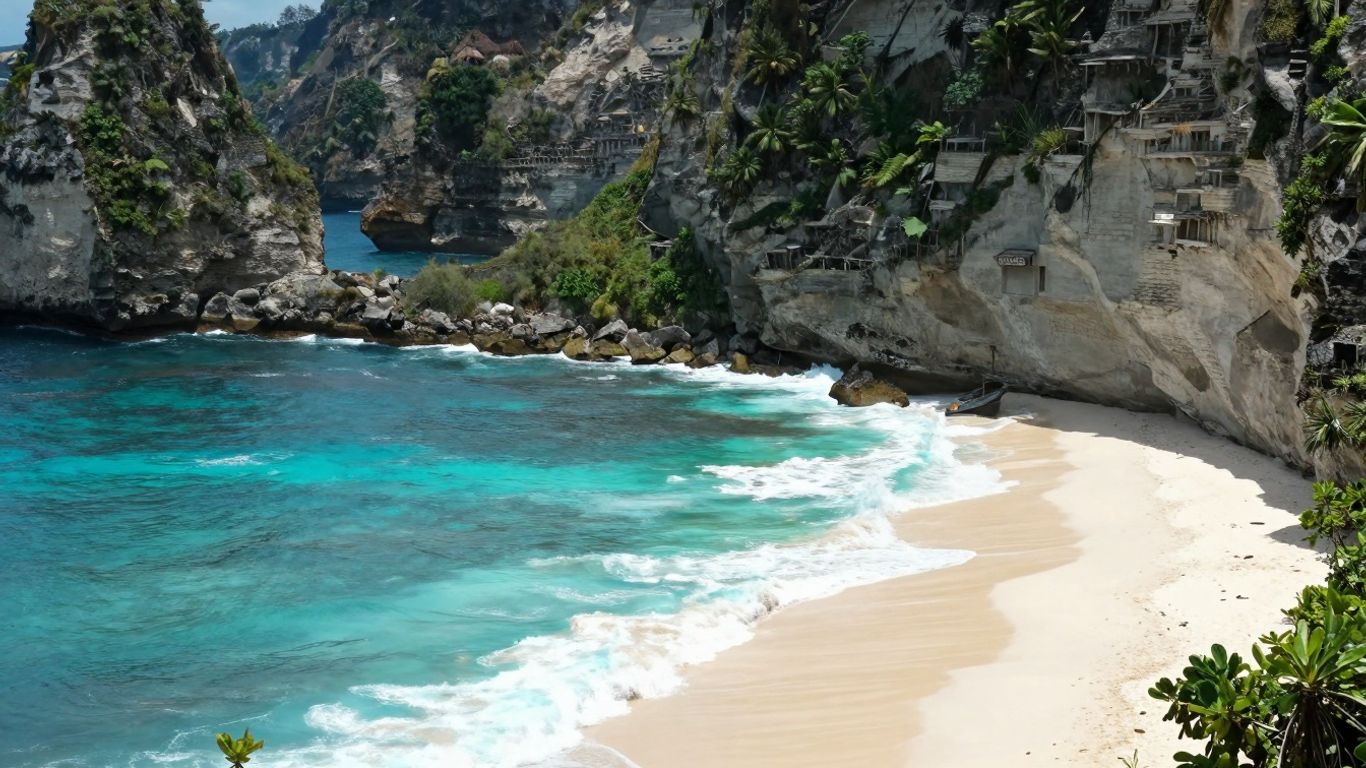 Padang Padang Beach with cliffs and turquoise waves