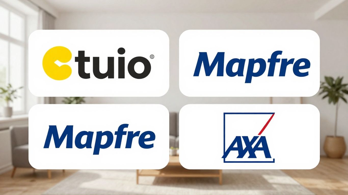 Logos de Tuio, Mapfre y AXA con fondo de casa.