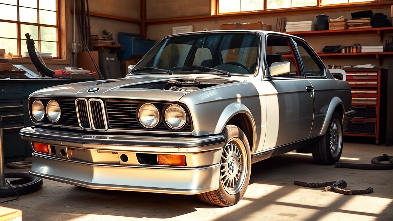 Restored BMW M3 E30 in workshop