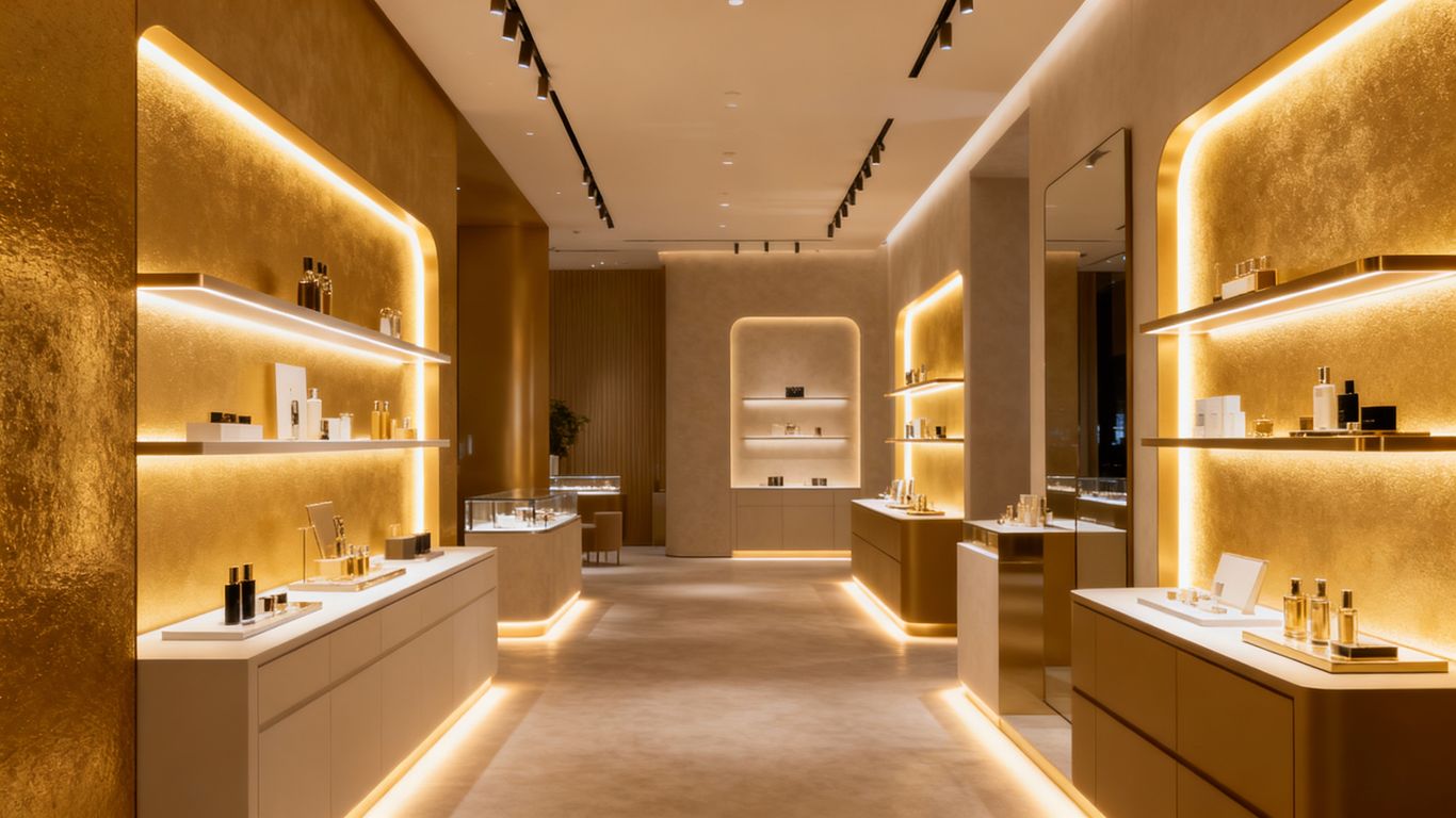 Digital displays in a modern retail space.