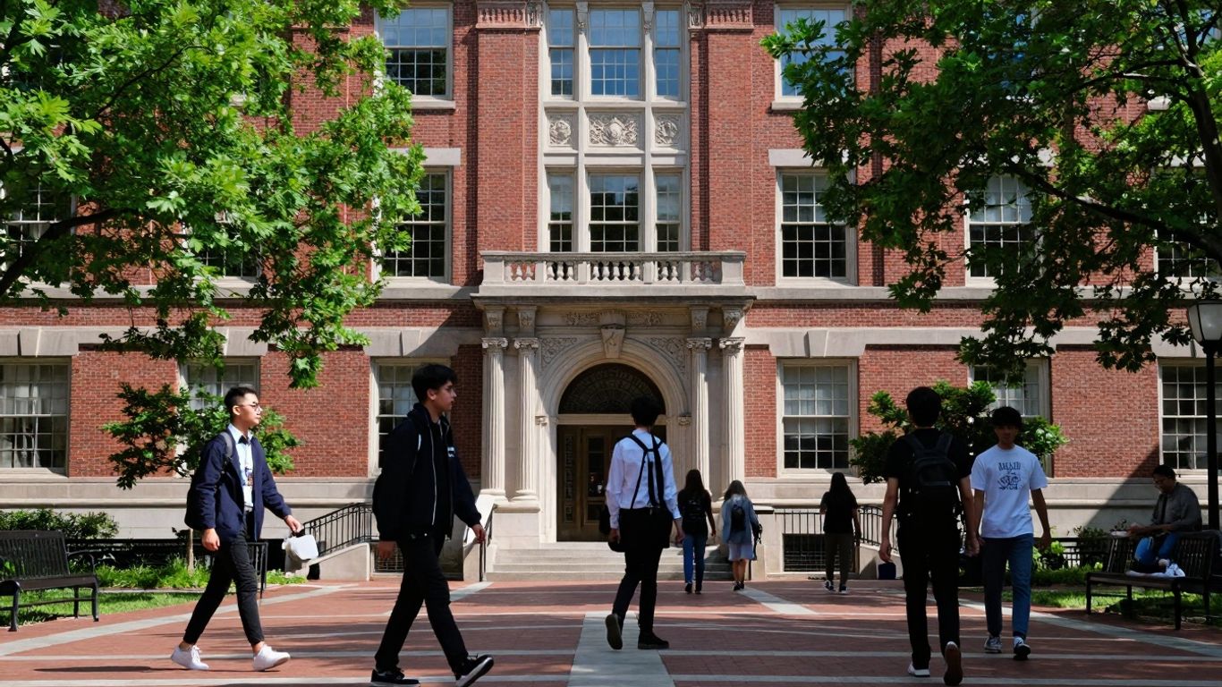 Fashion Institute of Technology building and students on campus