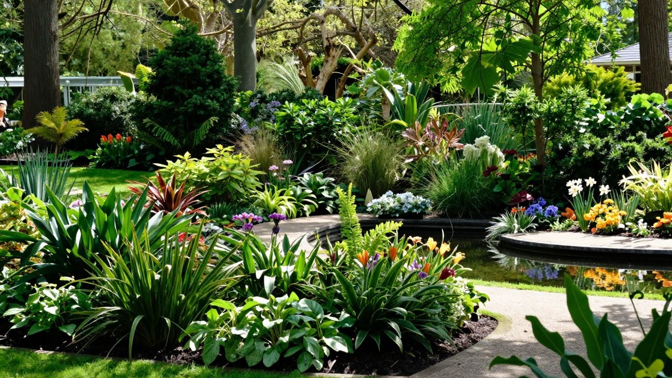 Groene oase van de Botanische Tuin Delft met diverse planten.