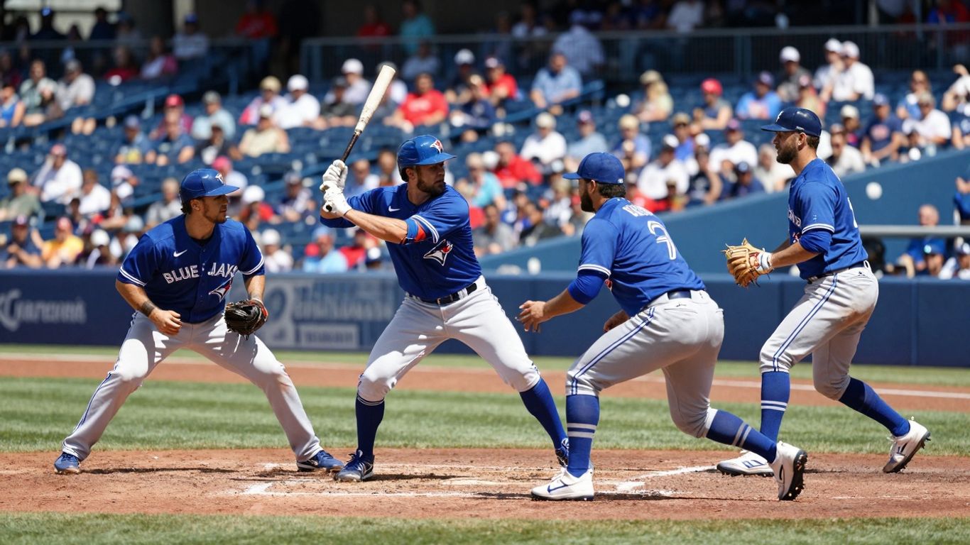 Toronto Blue Jays baseball game action shot.