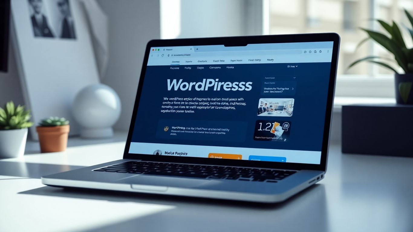 Site WordPress sur un écran d'ordinateur portable