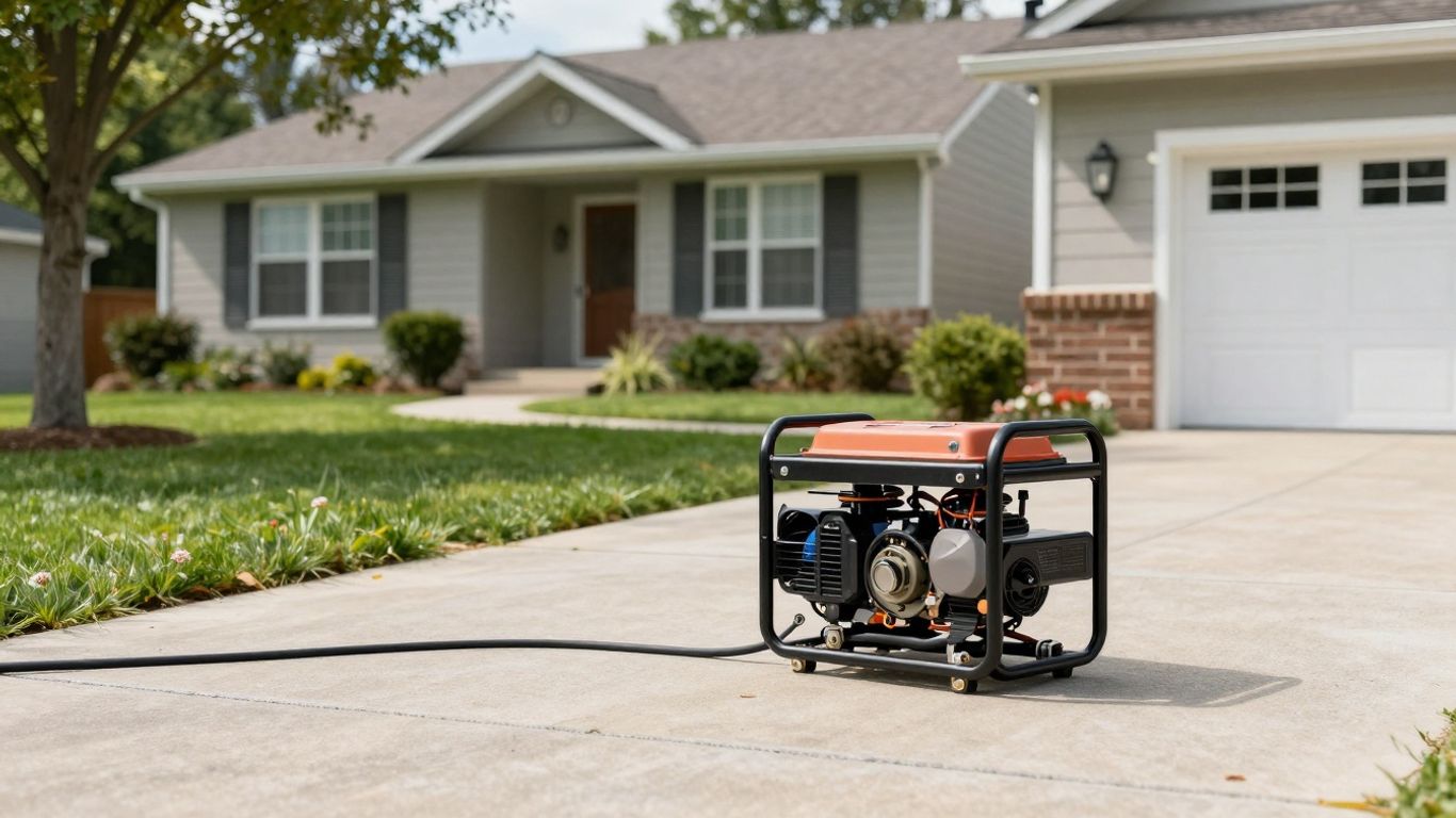 House with a portable generator running.