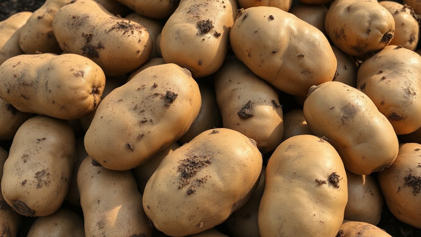 Biologische aardappelen op een hoop