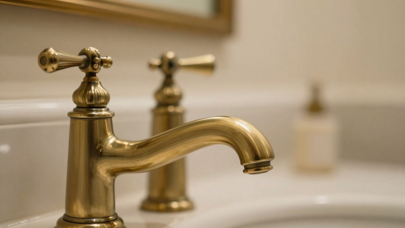 Elegant vintage bathroom faucet with ornate details.