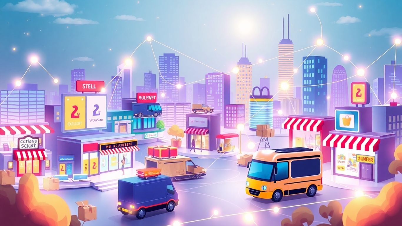 E-commerce business models and growth illustration.