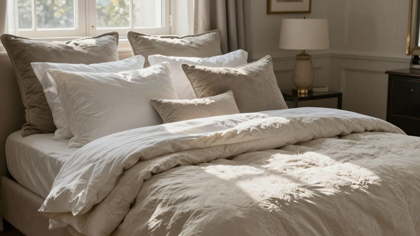 Luxurious bedding sets on sale, inviting and comfortable.