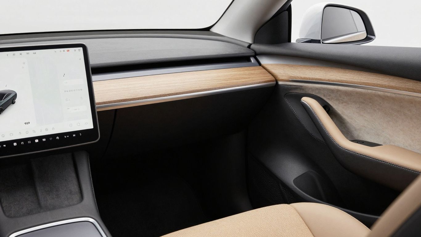 Sustainable EV interior with recycled materials.