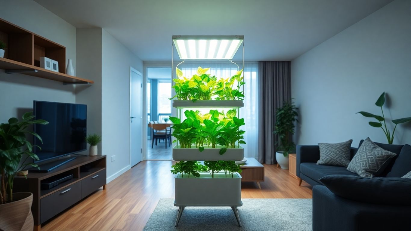 Hydroponik-Anlage in einem modernen Apartment