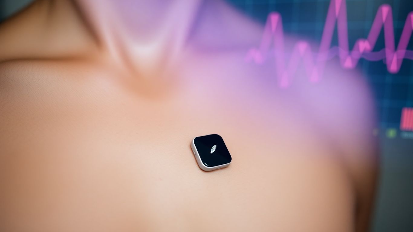 Monitor cardiac digital pe pieptul unei persoane.