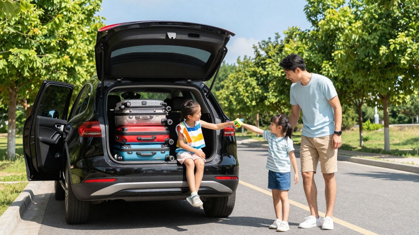 Familie packt Auto für Sommerferien 2026