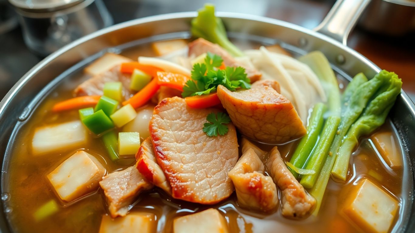 ชาบูฮาลาลน่าทานพร้อมผักสดและเนื้อ