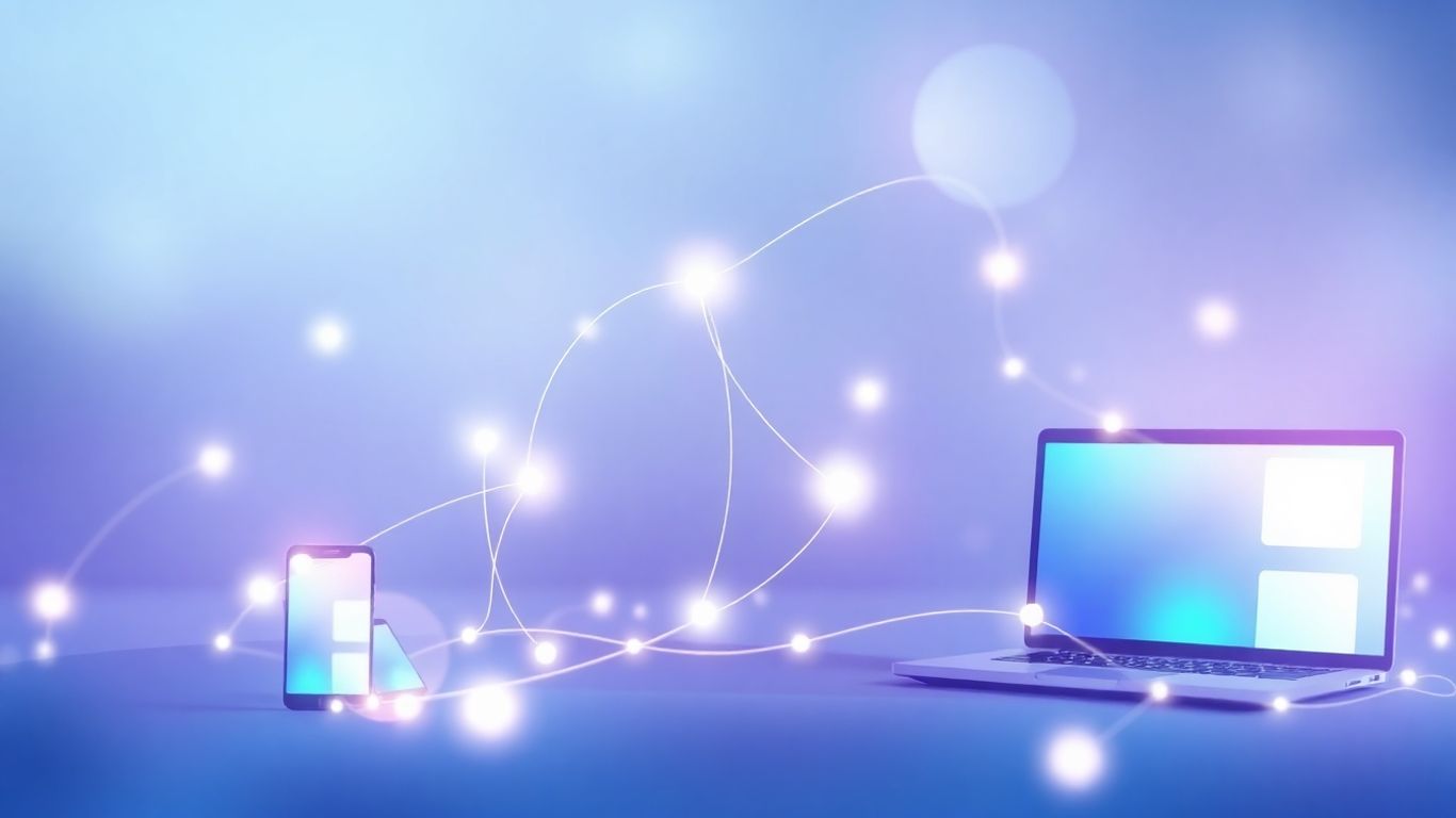 Digital media buying concept with connected devices.