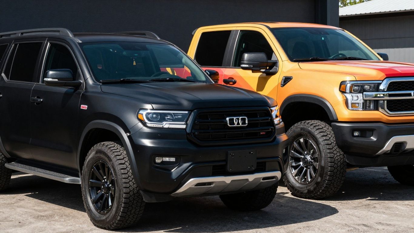 SUV and truck with stylish, durable vehicle wraps.