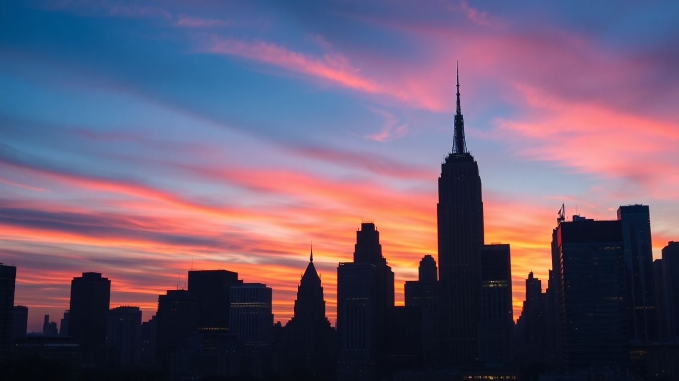 New York City skyline at dusk