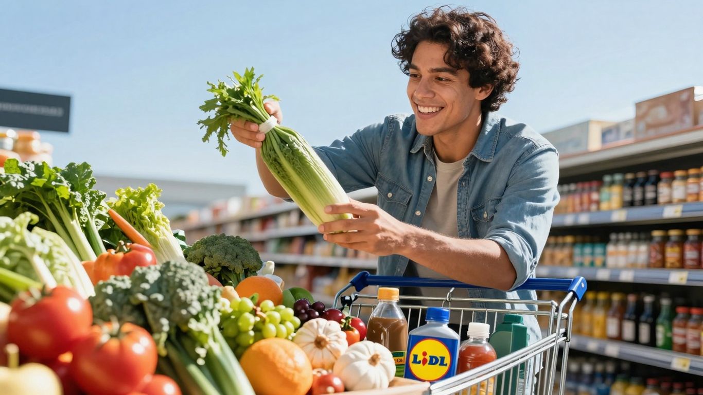 Lidl online boodschappenwinkelwagen gevuld met verse producten.