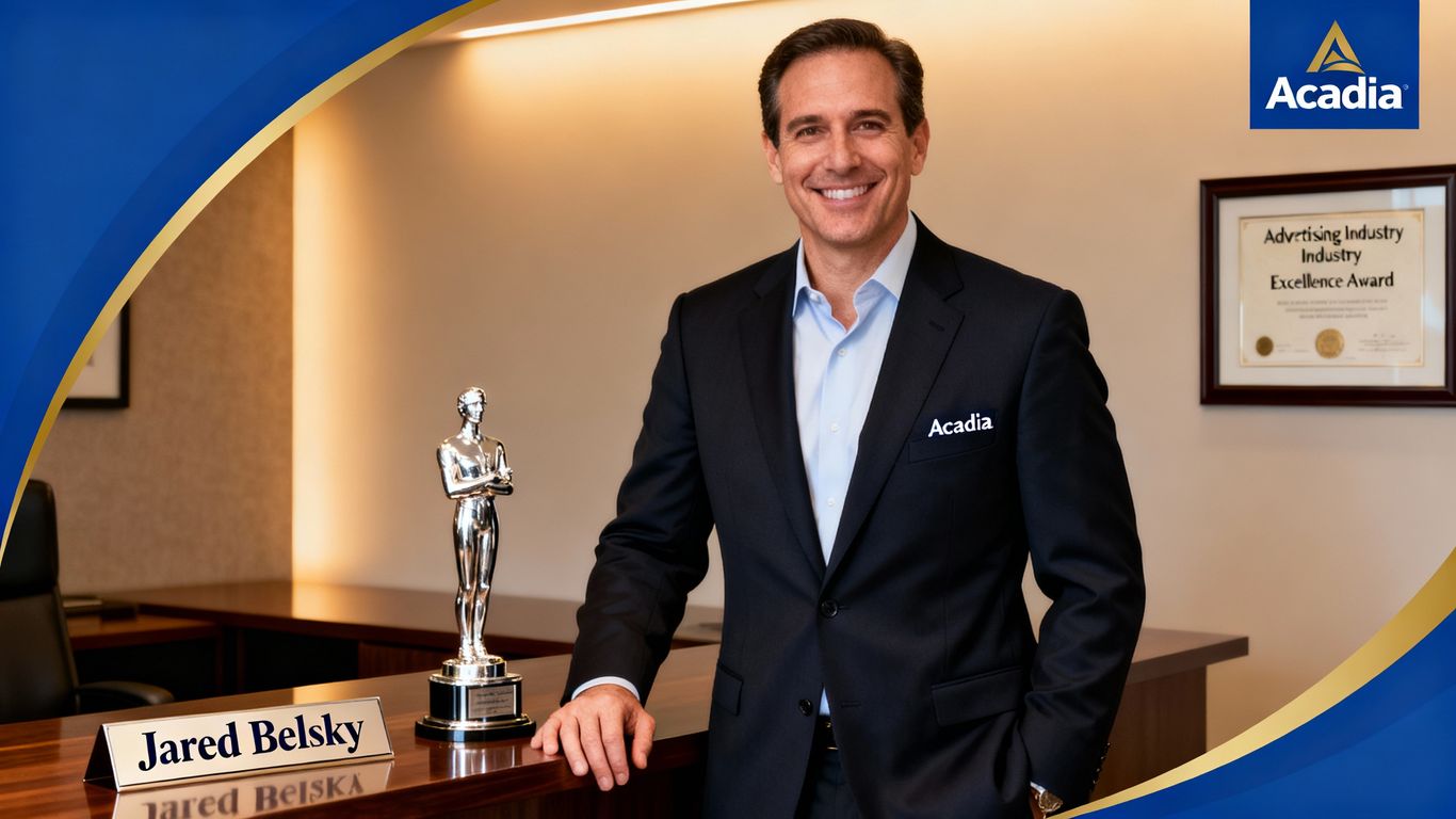 Acadia CEO Jared Belsky recognized for agency awards.